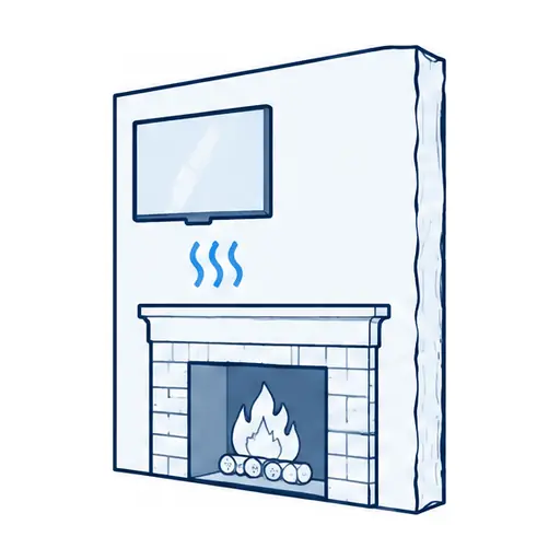 Schematic: a TV above a fireplace